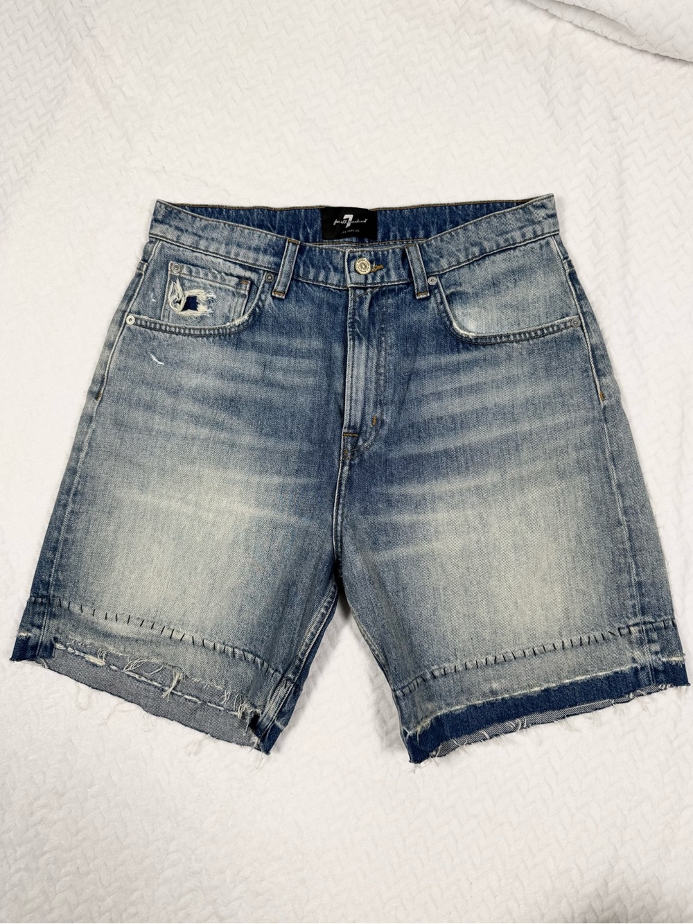 7 For All Mankind Cooper J Short Size 25 Distressed Denim Shorts Y2K